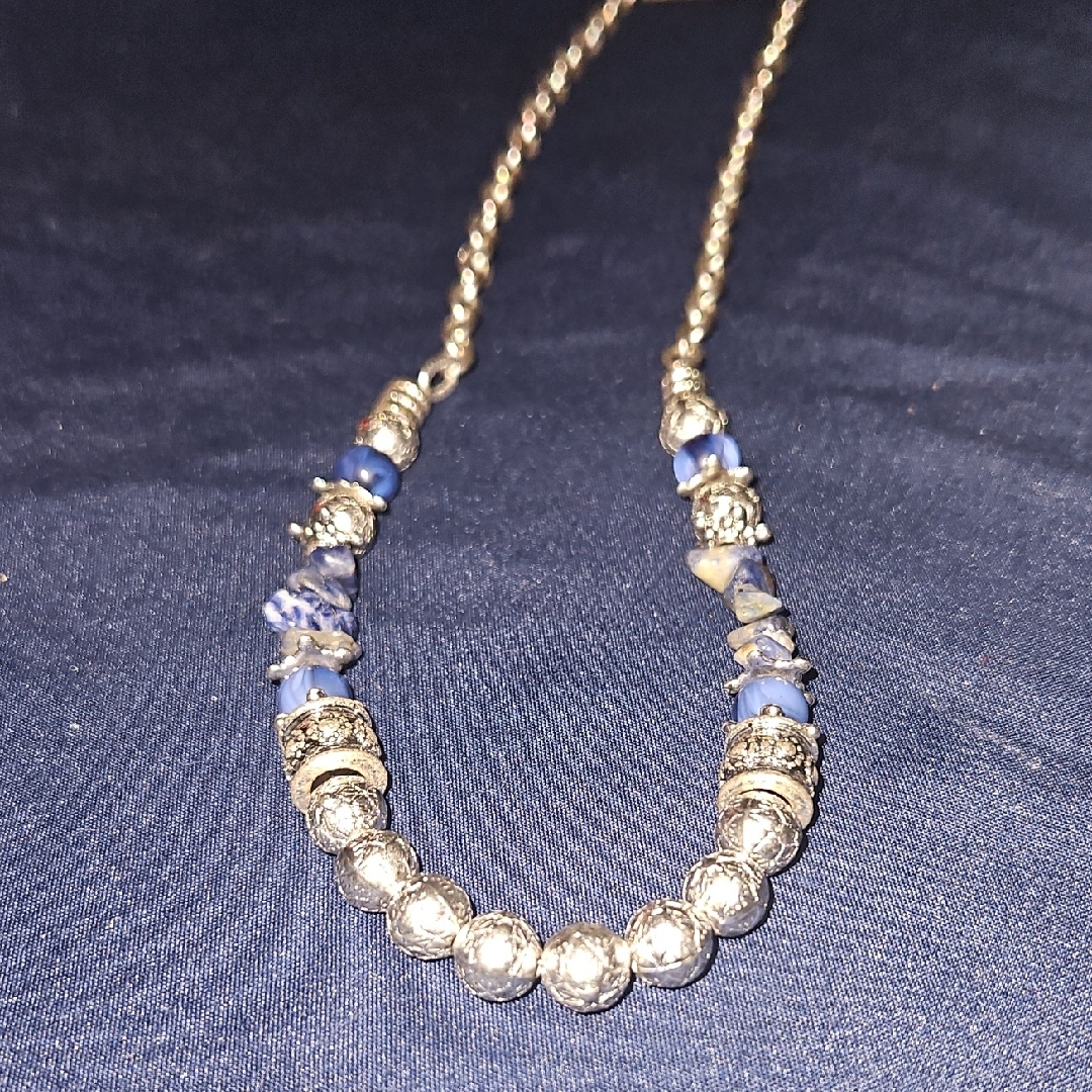Ruby Rd. Silver And Blue Necklace With Pearls And Gemstones